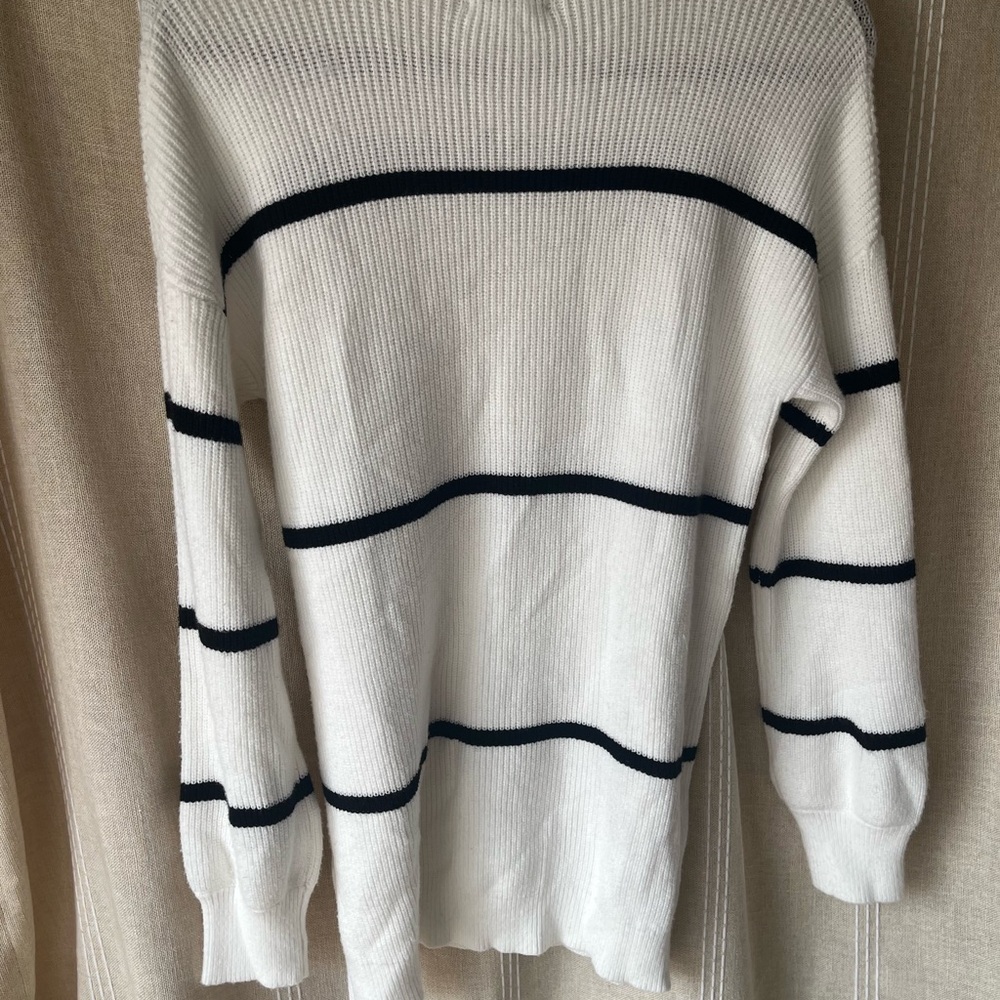 Calvin Klein White and Black Striped Sweater